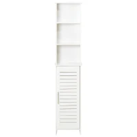 kleankin Tall Bathroom Floor Cabinet, Freestanding Linen Tower with Adjustable Shelf and Cupboard, Narrow Side Storage Organizer, White(m-13)