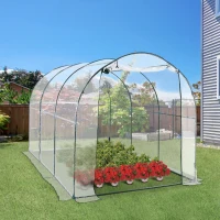Outsunny 11.5x6.6x6.6ft Walk-in Tunnel Greenhouse Portable Garden Plant Growing House Transparent(m-5)