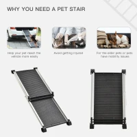 PawHut 28" - 62.5" Telescoping Dog & Pet Ramp with Lightweight Aluminum Design & Anti-Skid Surface for Elderly Pets(m-4)