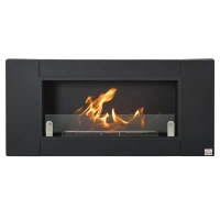 HOMCOM Ethanol Fireplace, 43.25" Wall-Mounted 0.73 Gal Stainless Steel Max 323 Sq. Ft., Burns up to 4 Hours, Black(m-11)
