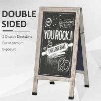 Vinsetto Magnetic A-Frame Sidewalk Chalkboard Sign 40” x 20” Sturdy Freestanding Wooden Sandwich Board with Eraser - Oak(m-5)