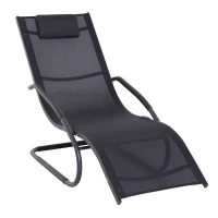 Outsunny Zero-Gravity Rocking Chair Garden Patio Lounger Seat Outdoor Indoor Texteline Recliner Backyard Aluminum Frame Rocker Black(m-1)