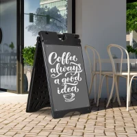 Vinsetto 22" x 28" Plastic Folding A-Frame Sandwich Board Sidewalk Sign with Weighted Tank & Weatherproof Design, Black(m-2)
