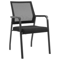 Vinsetto Stackable Meeting Chair Ergonomic Curved Mesh Fabric Backrest w/ Armrest  Black(m-1)