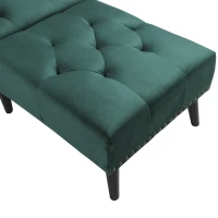 HOMCOM Modern Fabric Sectional Sofa Bed Set, Double Sofa and Chaise Lounge with Adjustable Backrest and 2 Removable Cushions, for Living Room Waiting Room, Dark Green(m-9)