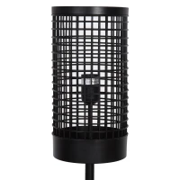 HOMCOM Freestanding Floor Lamp Retro Style Grid Lampshade Steel Base Strong and Stable Easy to Move Store Home Office Club Cafe - Black(m-6)