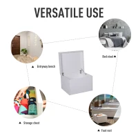 HOMCOM Ample Capacity Shoe Cabinet Box Bench w/ Drawers Particleboard White(m-4)