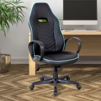 Vinsetto Executive PU Leather Rocking Office/ Gaming Chair Adjustable Padded Seat with Wheels Black/Blue(m-1)