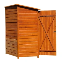 Outsunny 54.75''x29.5''x63'' Garden Storage Shed Asphalt Roof Wooden Timber Double Door Utility Storage House w/ Movable Shelf & Fixed Fittings, Natural(m-9)