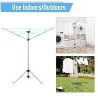 HOMCOM Foldable Umbrella Clothes Drying Rack Bed Sheet Dryer Aluminum 3 Arms 18 Lines 52.5ft Indoor Outdoor Pre-Assembled(m-4)