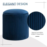 HOMCOM 15'' Small Padded Ottoman Foot Stool with Wrinkle Fabric Design, Thick Sponge Padding and Solid Base, Blue(m-5)