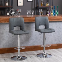 HOMCOM Modern Bar stool Armless Adjustable Height with Swivel Seat, Set of 2, Grey(m-1)