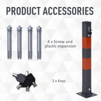 DURHAND Folding Parking Barrier With Reflective Stickers, Car Parking Space Post Lock Manual Parking Blocker Steel(m-7)