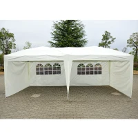 Outsunny 10’x20’ Pop Up Party Tent Outdoor Patio Instant Wedding Canopy Shelter with 4 Side Walls (Cream Grey)(m-1)
