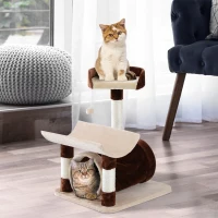 PawHut 29" Cat Tree Scratcher Post Pet Furniture with Tunnel Brown(m-5)