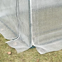Outsunny 7' x 3' x 7' Outdoor Lean-to Walk-In Greenhouse, Plant Gardening Green House with Roll-up Mesh Windows, Zipper Door and 3-Tier Shelves, White and Green Frame(m-11)