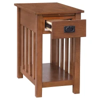 HomCom 24" Wooden Side Accent End Table with Drawer, Tray, and Storage Shelf(m-5)