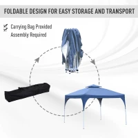 Outsunny 10'x10' Easy Pop-Up Party Tent 2 Tire Top Outdoor Activity Gazebo Canopy Sun Shade Fair Event Instant Shelter Vented Roof w/ Carrying Bag Blue(m-5)