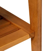 HOMCOM Acacia Wood Shower Bench Seat with Towel Shelf, 2-Tier Bathroom Spa Bathing Stool(m-8)