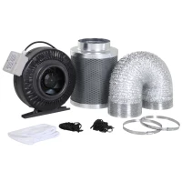 DURHAND 6 Inch Inline Fan Carbon Filter Duct Combo 2 Clamps Hydroponics Grow Room Tent Ventilation Kit(m-1)