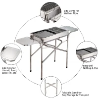 Outsunny 22" Charcoal Barbecue Grill Stainless Steel Portable BBQ Grill Kebab Barbecue Charcoal Stainless Steel Smoker(m-4)