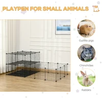 PawHut Pet Playpen with Door, Metal Mesh Cage with Mallet, Black(m-4)
