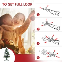 HOMCOM 3ft Tall Pre-Lit Douglas Fir Artificial Christmas Tree with Fiber Optic Ball LED Lights and 90 Tips, Green(m-5)