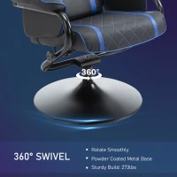 Vinsetto High Back Video Gaming Recliner with Ottoman, Racing Style PC Computer Office Chair, Swivel with Headrest & Lumbar Support, Adjustable Height, Black/Blue(m-7)