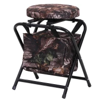 Outsunny Folding Lightweight Stool Chair w/ Zippered Storage Bag and Padded Seat Camouflage Cloth Outdoor Garden(m-1)