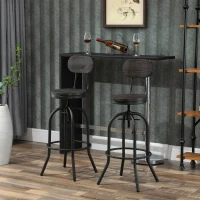 HOMCOM Set of 2 Swivel Mid-Back Barstools, Industrial Style Kitchen Stool Wooden Seat Armless with Adjustable Height ,Steel Frame(m-8)