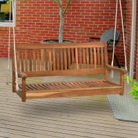 Outsunny 50'' Wooden Swing Bench Garden w/ Supportive Ropes for 2 Person Without Frame(m-1)