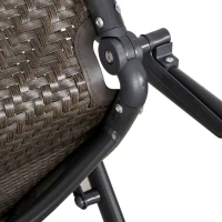 Outsunny Set of 2 Rattan Wicker Patio Dining Chairs with  Backrest Adjustable and Folding Design, Outdoor Recliner Set for Garden, Backyard, Lawn, Balcony, Mixed Gray(m-11)