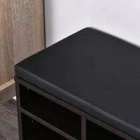 HomCom Upholstered Shoe Entryway Bench Rack with Comfortable PU Cushion Bench & Flexible Shelving Options, Brown(m-11)