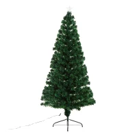 Open Box HOMCOM 6ft Artificial Pre-Lit Fiber Optic Holiday Christmas Tree with 28 LED Lights(m-3)