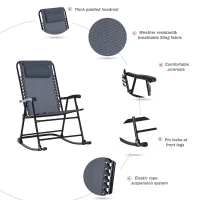 Outsunny 2 Piece Outdoor Rocking Chair Set, Patio Folding Lawn Rocker Set with Headrests for Yard, Patio, Deck, Backyard, Gray(m-8)
