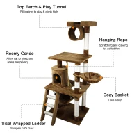 PawHut 61" Cat Tree Pet Furniture Kitty Condo Scratcher Post Ladder Tower Toy(m-3)