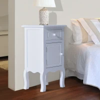 HOMCOM Wood Night Stand Bedroom Bedside End Table with Storage Drawer and Cabinet White(m-1)