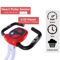 Soozier Folding Exercise Bike LCD Monitor Home Gym Exercise Adjustable Tension Padded Seat Heart Rate Monitor Pulse Sensor(m-4)