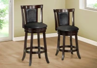 Monarch 2 Piece 43" PU Leather Padded Seat Bar Height Swivel Wooden Barstool Set - Cappuccino Brown(m-2)