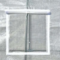 Outsunny 7' x 3' x 7' Outdoor Lean-to Walk-In Greenhouse, Plant Gardening Green House with Roll-up Mesh Windows, Zipper Door and 3-Tier Shelves, White and Green Frame(m-12)