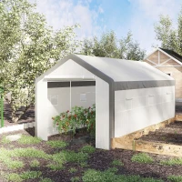 Outsunny 20' L x 10' W x 9' H Large Walk-in Greenhouse with Roll Up Door, 8 Closeable Windows, & Weather PE Cover(m-10)