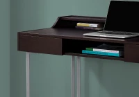 Monarch 48" Contemporary Compact Computer Writing Desk with Angular Legs - Cappuccino / Silver Metal(m-3)