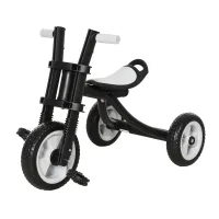 Qaba 3 Wheel Kids Tricycle Toddler Walking Trikes with Adjustable Seat for 3-6 Years old Boys & Girls Black(m-1)
