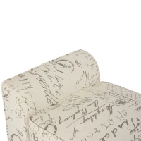 HOMCOM 42" Ottoman Bench, Modern Linen Armed Entryway Bench, Signature Print with Cream White Parchment Background(m-15)