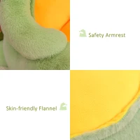 Qaba Animal Kids Sofa Chair Cartoon Cute Dinosaur Stuffed with Armrest Flannel PP Cotton 22" x 19.25" x 21.75" Green(m-6)