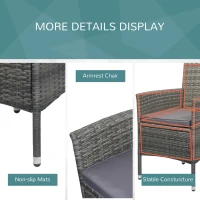 Outsunny 2 Piece Patio Armchair Wicker Chair Outdoor Modern PE Rattan w/ Cushion Grey(m-5)