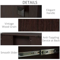 HOMCOM Vintage Executive Computer Desk, Home Office Work station, Student Table with Cabinet & 3 Drawers for Hanging Files, Brown(m-6)