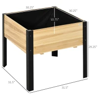 Outsunny Raised Garden Bed, Elevated Planter Box, 32"x32"x29" with Legs, Metal Frame, Wooden Planter Pot for Backyard, Patio to Grow Vegetables, Herbs, and Flowers, Natural(m-3)