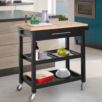 HOMCOM Kitchen Island with Granite Countertop Worktop on Wheels 2-Tier(m-1)