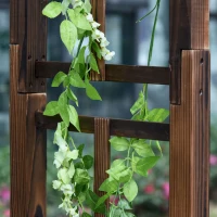 Outsunny 85" Wooden Garden Arbor for Wedding and Ceremony, Outdoor Garden Arch Trellis for Climbing Vines, Fir Wood, Carbonized Color(m-8)